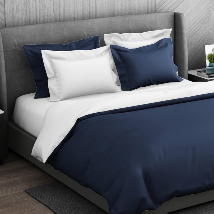 SPACES Hygro Dark Blue Solid Cotton King Quilt - 224x270cm