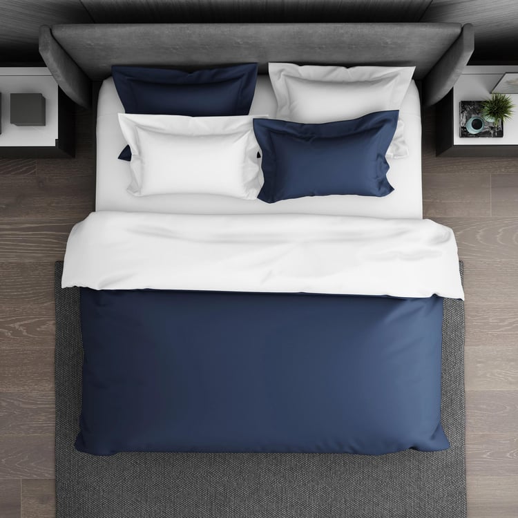 SPACES Hygro Dark Blue Solid Cotton King Quilt - 224x270cm