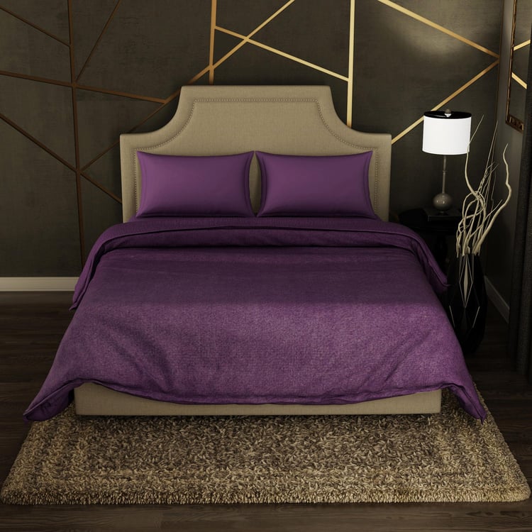 SPACES Cushlon Violet Solid Double Bed Blanket - 230x250cm