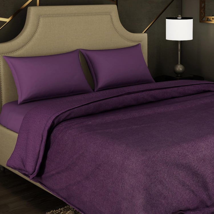 SPACES Cushlon Violet Solid Double Bed Blanket - 230x250cm