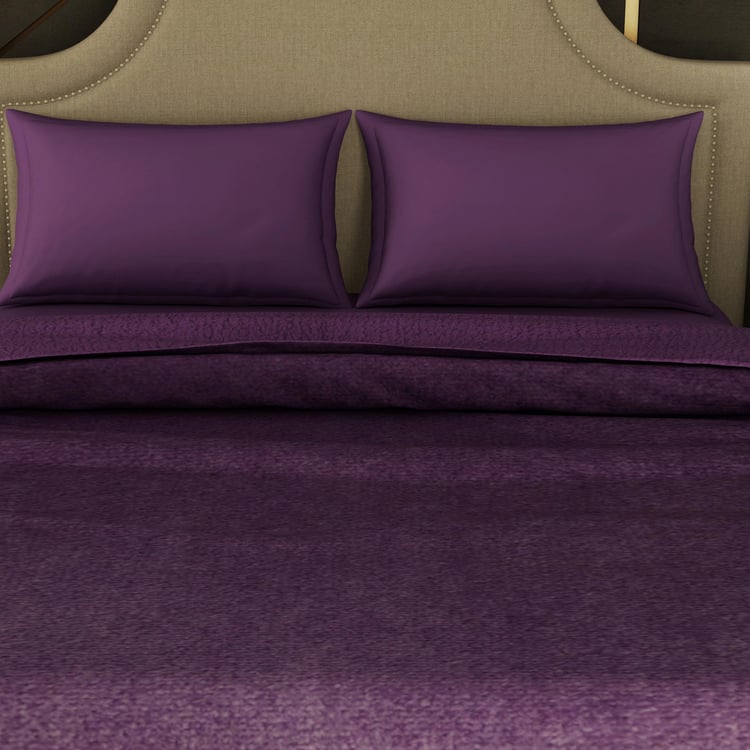 SPACES Cushlon Violet Solid Double Bed Blanket - 230x250cm