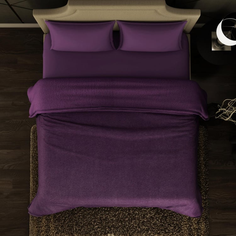 SPACES Cushlon Violet Solid Double Bed Blanket - 230x250cm