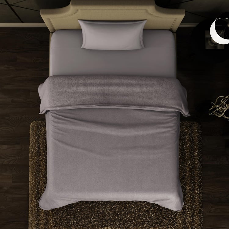 SPACES Cushlon Grey Solid Single Fleece Blanket - 150x230cm