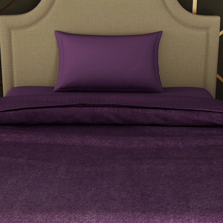 SPACES Cushlon Violet Solid Single Fleece Blanket - 150x230cm