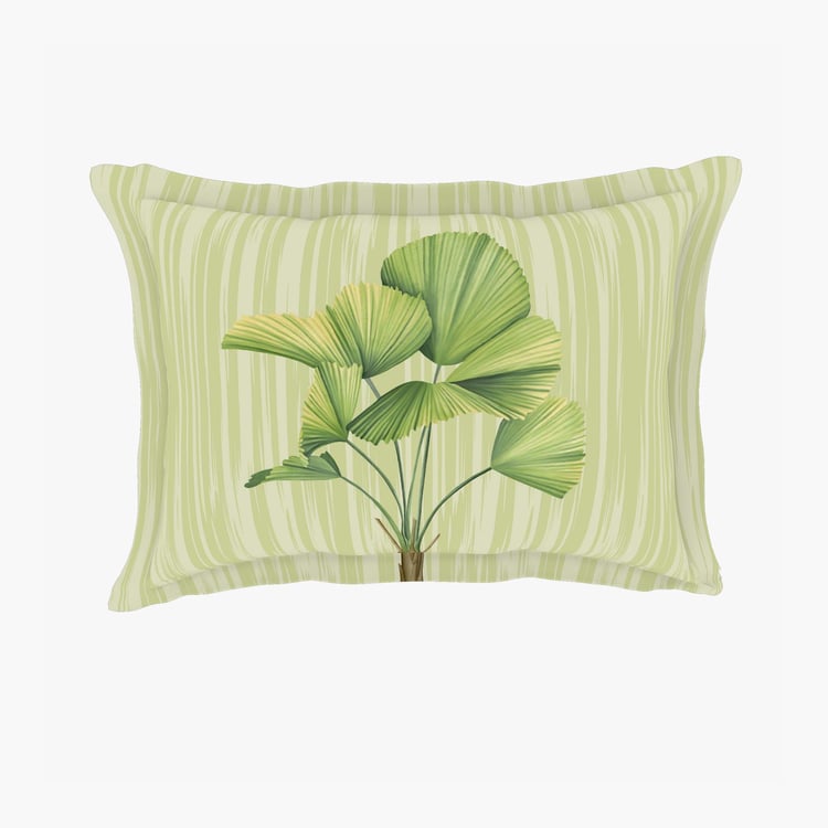 SPACES Tropically Exotic Green Soft Double Bedsheet Set - 3Pcs