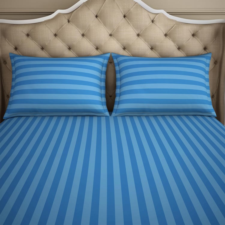 SPACES Skyrise Cotton 210TC Striped 3Pcs Super King Bedsheet Set