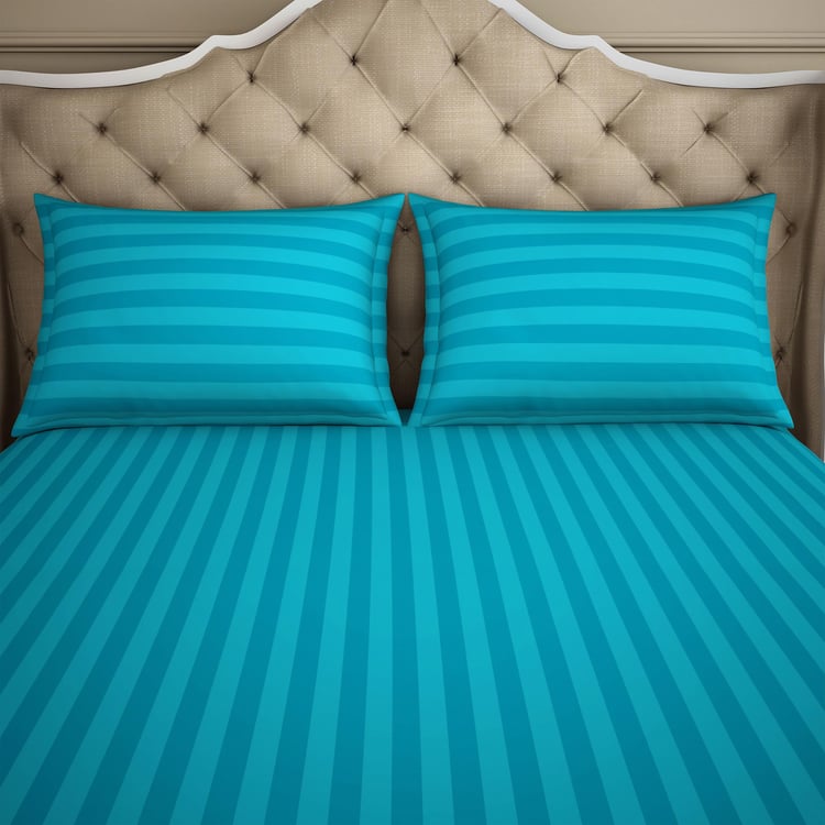 SPACES Skyrise Cotton 210TC Striped 3Pcs Super King Bedsheet Set