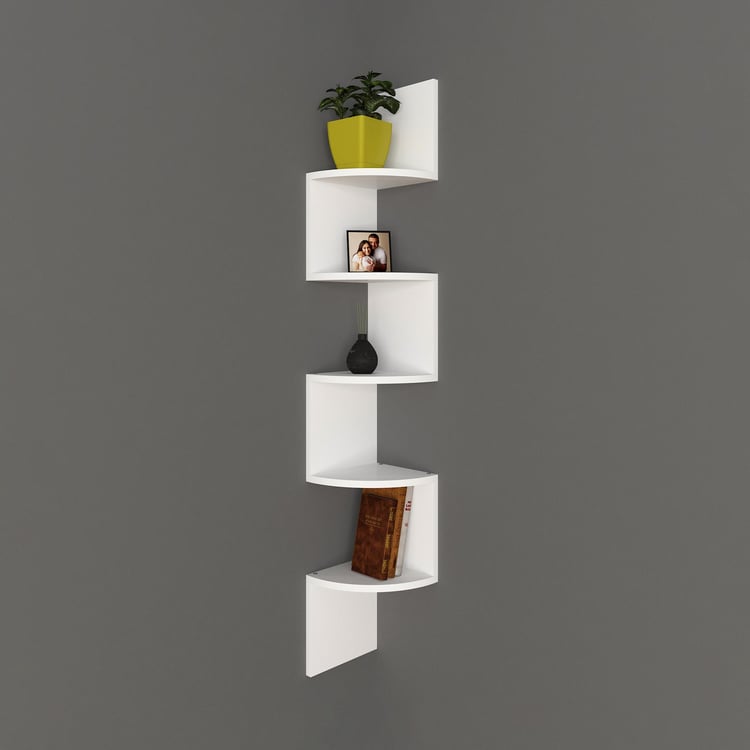 Helios Reynan Bergen 5-Tier Zig Zag Wall Shelf - White