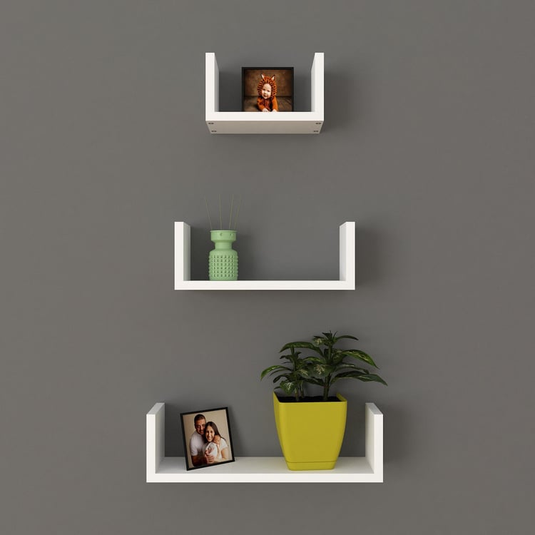 Helios Reynan Set of 3 Wall Shelves - White