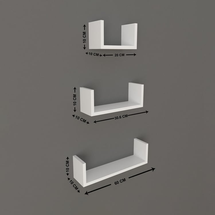 Helios Reynan Set of 3 Wall Shelves - White