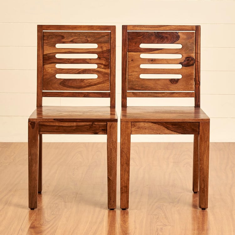 Adana Set of 2 Sheesham Wood Dining Chairs - Brown