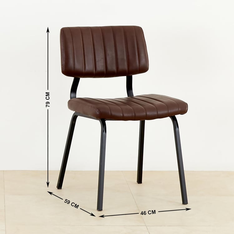 Ajax Set of 2 Faux Leather Dining Chairs - Brown