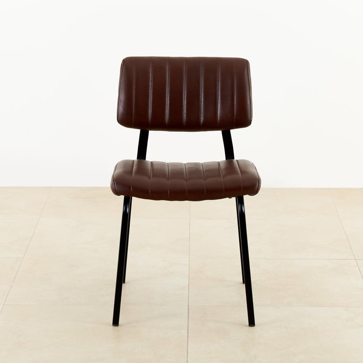 Ajax Set of 2 Faux Leather Dining Chairs - Brown