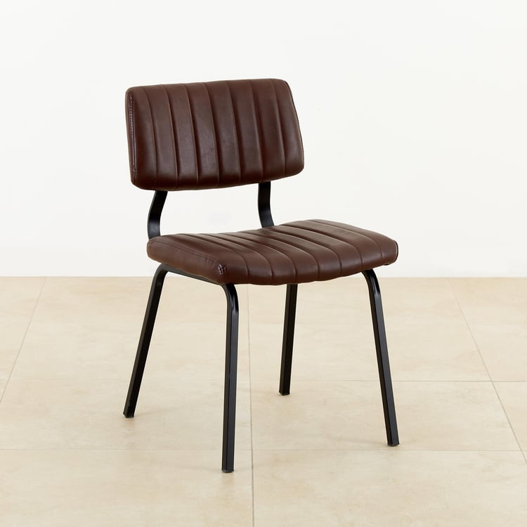 Ajax Set of 2 Faux Leather Dining Chairs - Brown