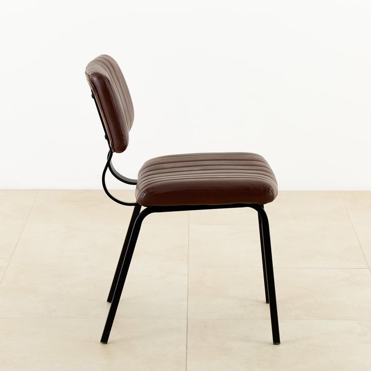 Ajax Set of 2 Faux Leather Dining Chairs - Brown
