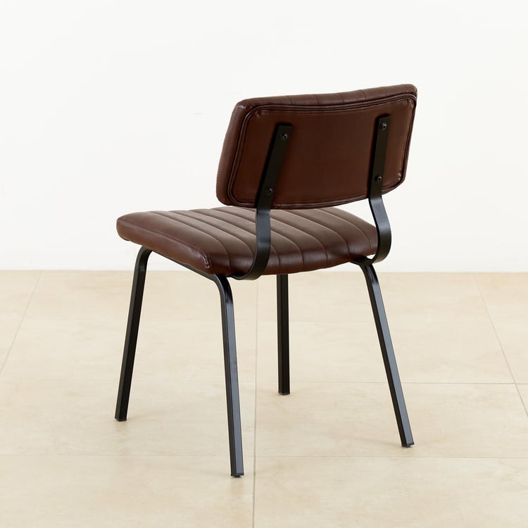 Ajax Set of 2 Faux Leather Dining Chairs - Brown