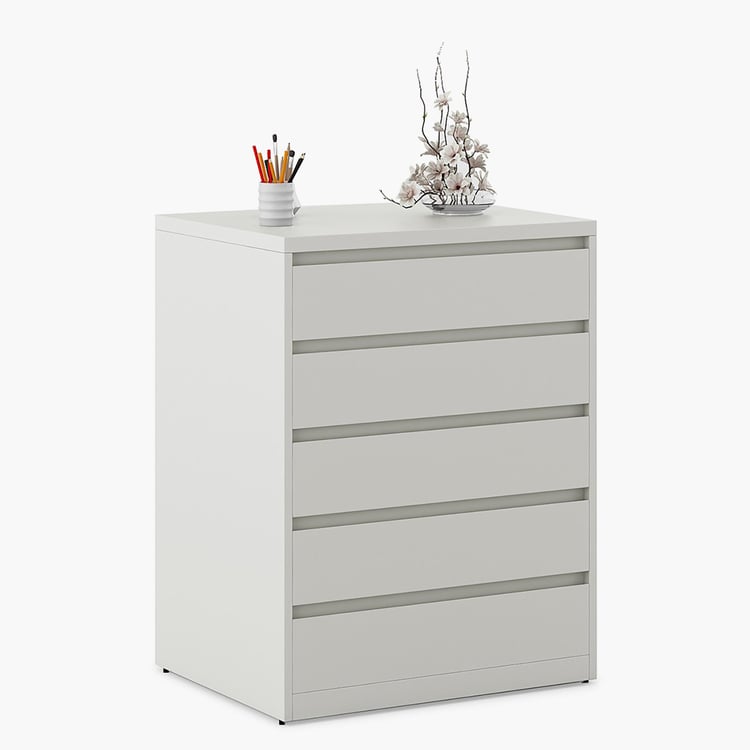 Helios Reynan Cubby Chest of 5 Drawers - White