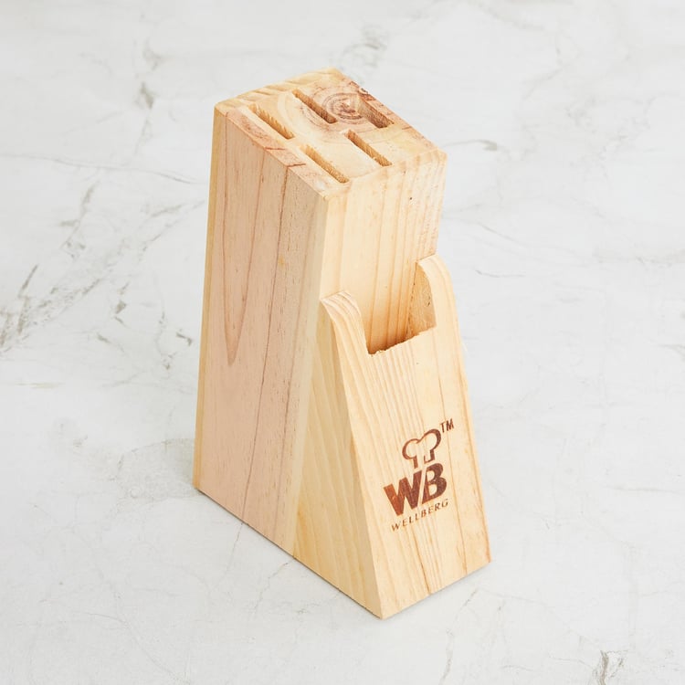 Fiesta Black Stainless Steel Knife Block - Set Of 7