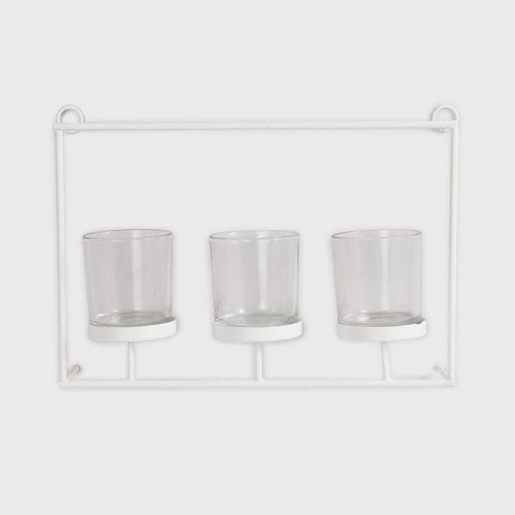Selena Ribbeca White Triple Votive Holders With Hanging Stand