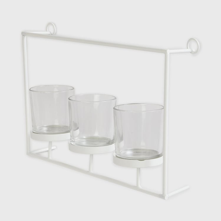 Selena Ribbeca White Triple Votive Holders With Hanging Stand