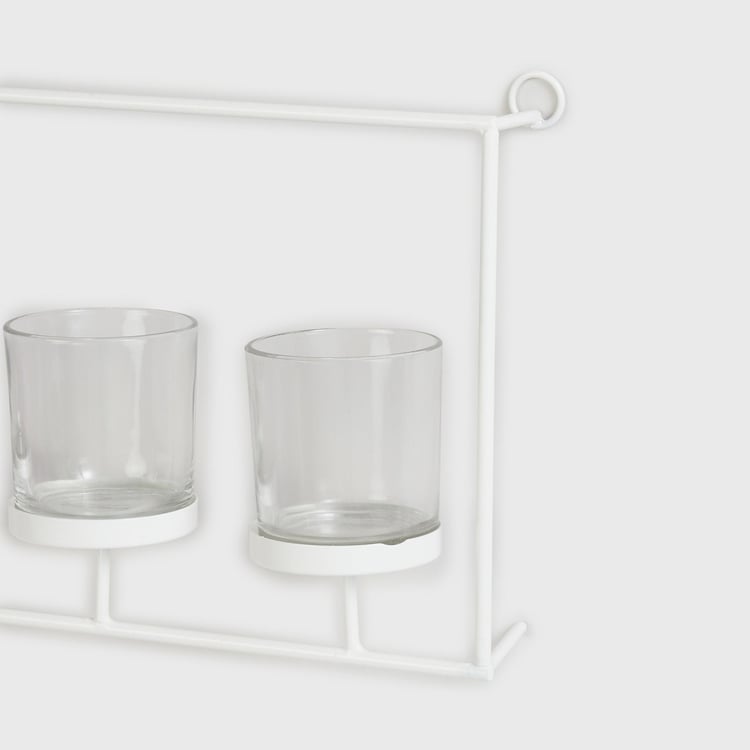 Selena Ribbeca White Triple Votive Holders With Hanging Stand