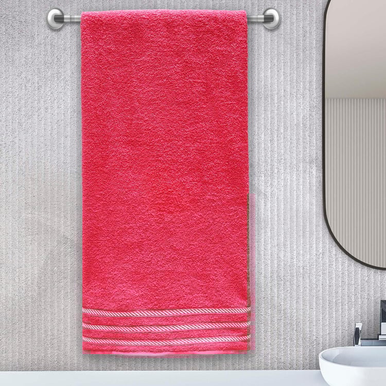 TRIDENT Corsica Textured Pink Cotton Bath Towel - 0.70 m x 1.40 m