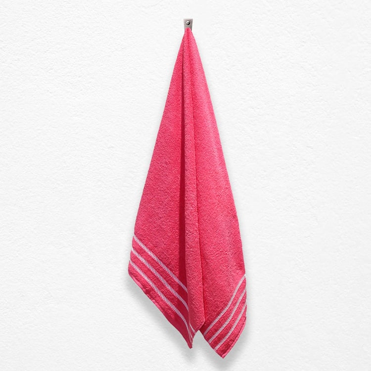 TRIDENT Corsica Textured Pink Cotton Bath Towel - 0.70 m x 1.40 m