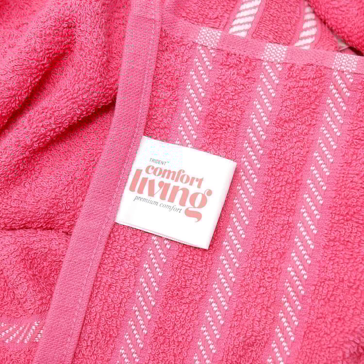 TRIDENT Corsica Textured Pink Cotton Bath Towel - 0.70 m x 1.40 m