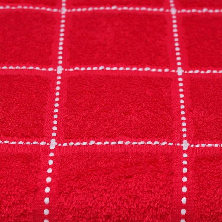 TRIDENT Corsica Red Checked Cotton Bath Towel - 75x150cm