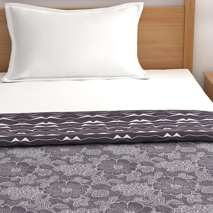 TRIDENT Comfort Living Grey Printed Cotton Reversible Single Bed Dohar