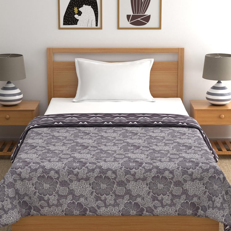 TRIDENT Comfort Living Grey Printed Cotton Reversible Single Bed Dohar