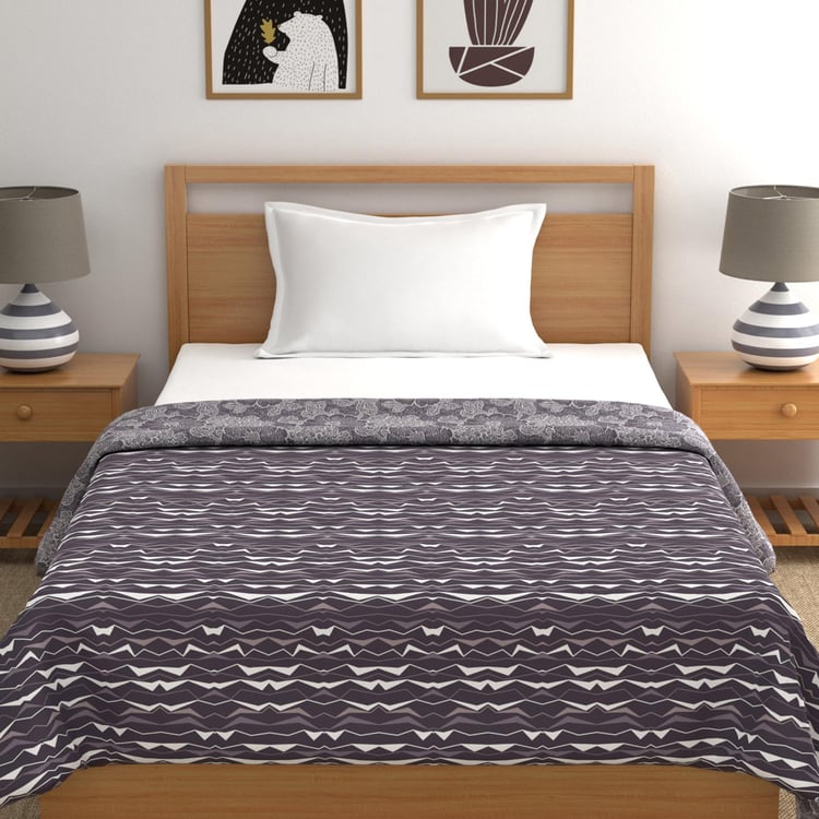 TRIDENT Comfort Living Grey Printed Cotton Reversible Single Bed Dohar