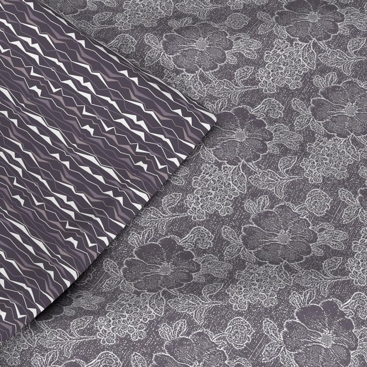TRIDENT Comfort Living Grey Printed Cotton Reversible Single Bed Dohar