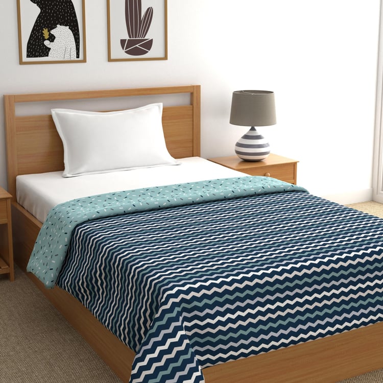 TRIDENT Comfort Living Teal Printed Cotton Reversible Single Bed Dohar