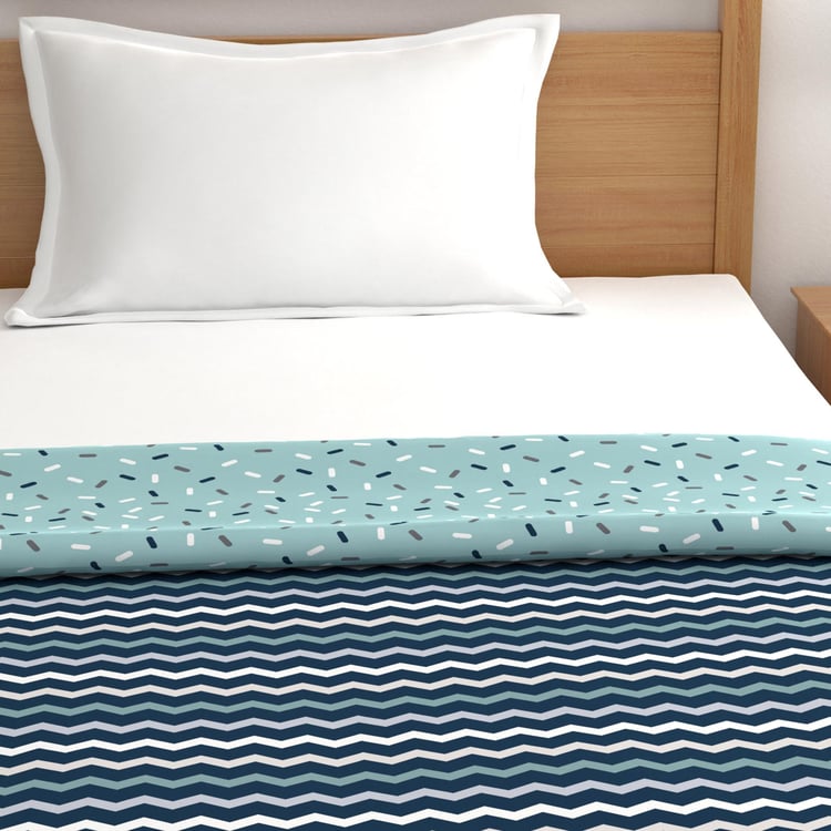 TRIDENT Comfort Living Teal Printed Cotton Reversible Single Bed Dohar