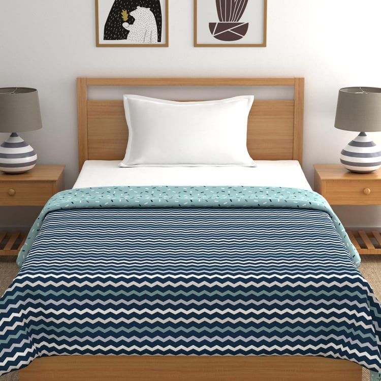 TRIDENT Comfort Living Teal Printed Cotton Reversible Single Bed Dohar