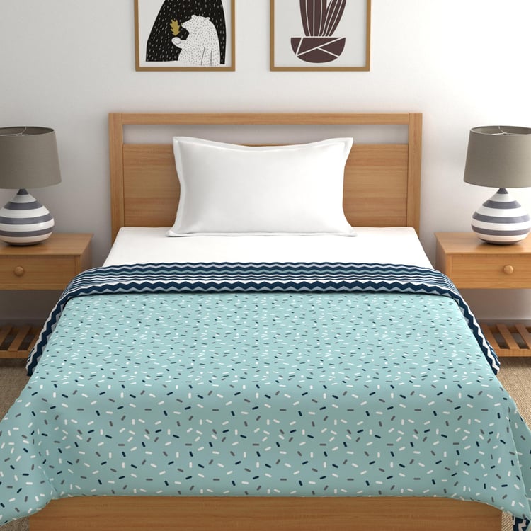 TRIDENT Comfort Living Teal Printed Cotton Reversible Single Bed Dohar