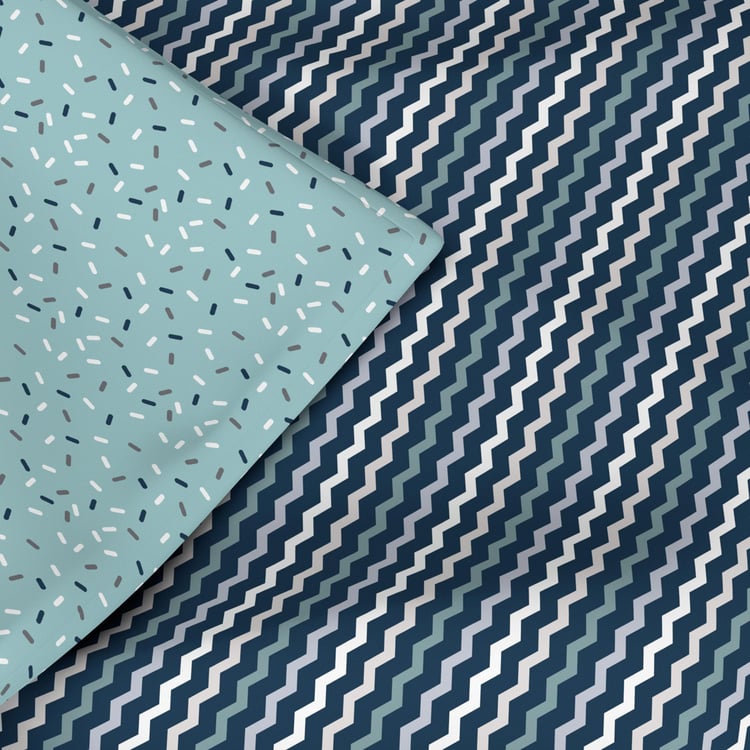 TRIDENT Comfort Living Teal Printed Cotton Reversible Single Bed Dohar