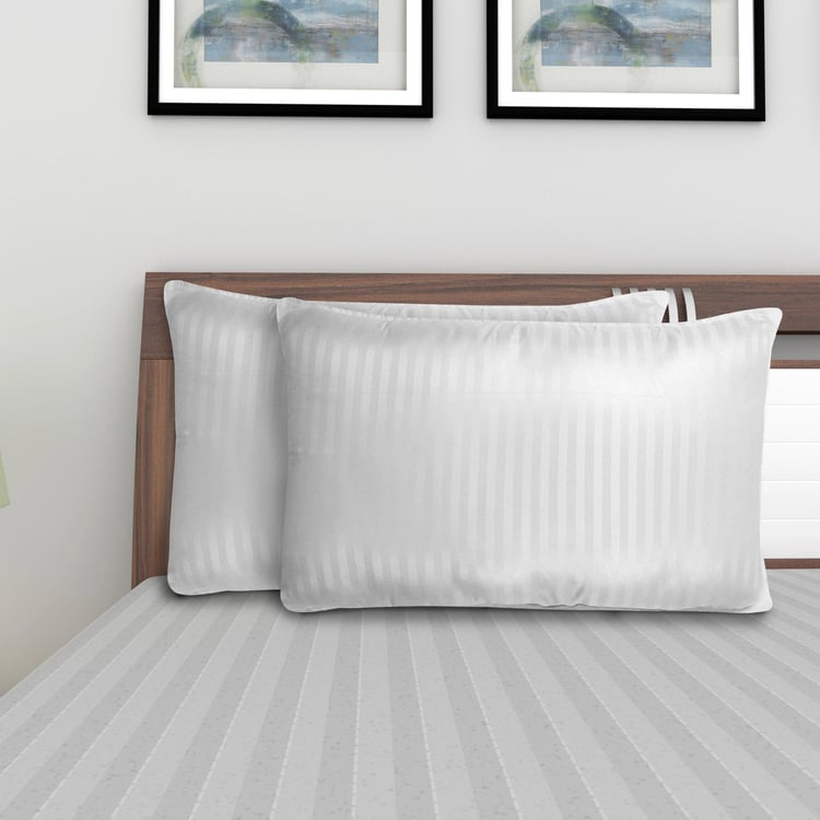 TRIDENT Comfort Living White Solid Cotton Pillow - 69x43cm - Set of 2
