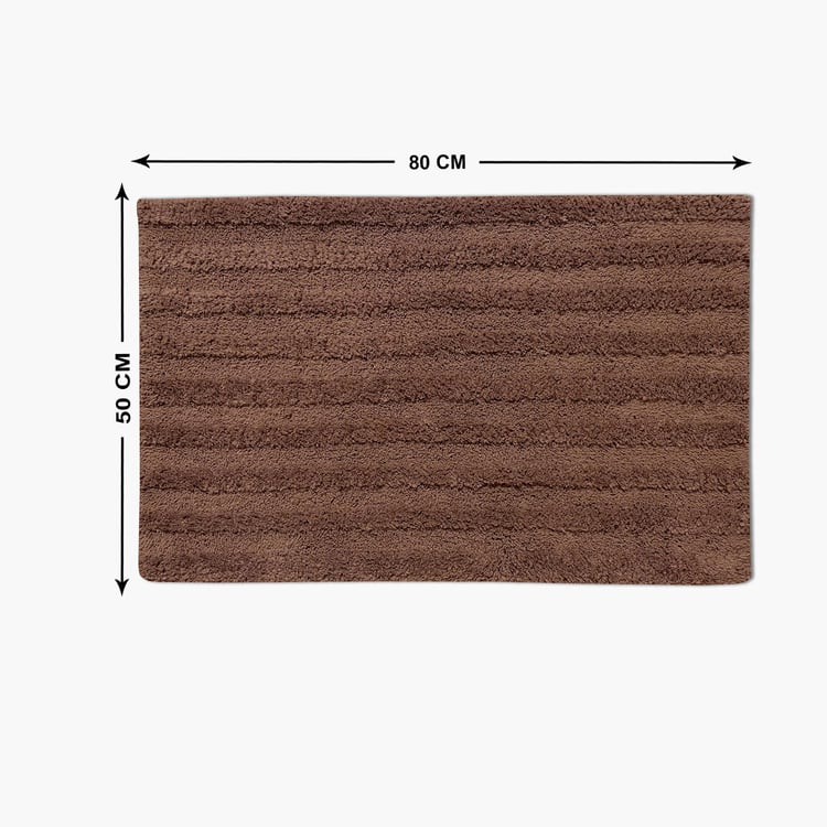 Spaces Large Size Swift Dry Brown Striped Drylon Bath Mat - 50X80Cm