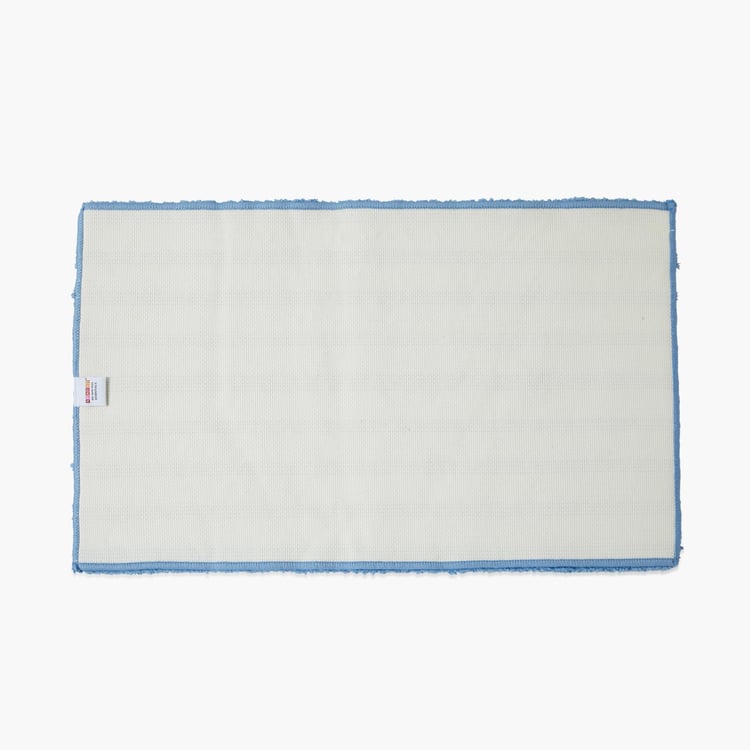 Spaces Large Size Swift Dry Blue Textured Drylon Bath Mat - 50X80Cm