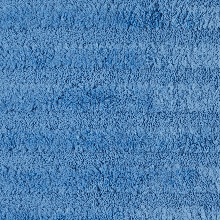 Spaces Large Size Swift Dry Blue Textured Drylon Bath Mat - 50X80Cm