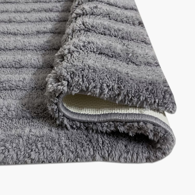 Spaces Large Size Swift Dry Grey Textured Drylon Anti-Skid Bath Mat- 50X80Cm