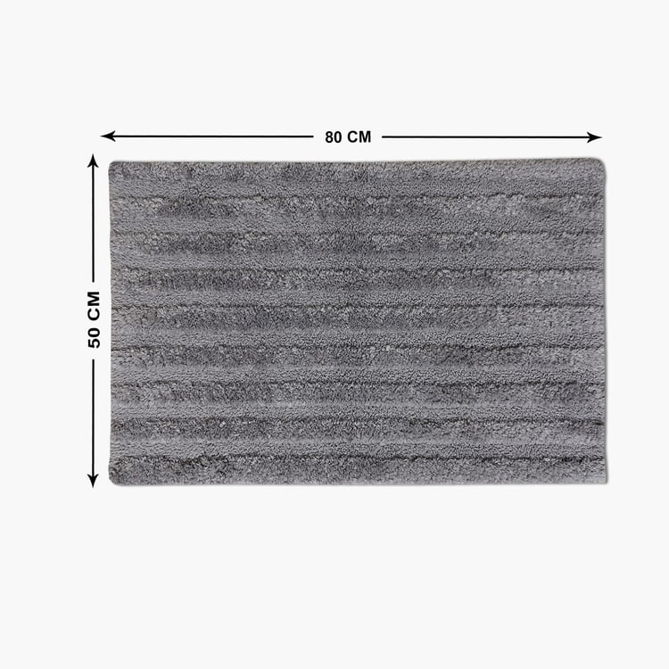 Spaces Large Size Swift Dry Grey Textured Drylon Anti-Skid Bath Mat- 50X80Cm