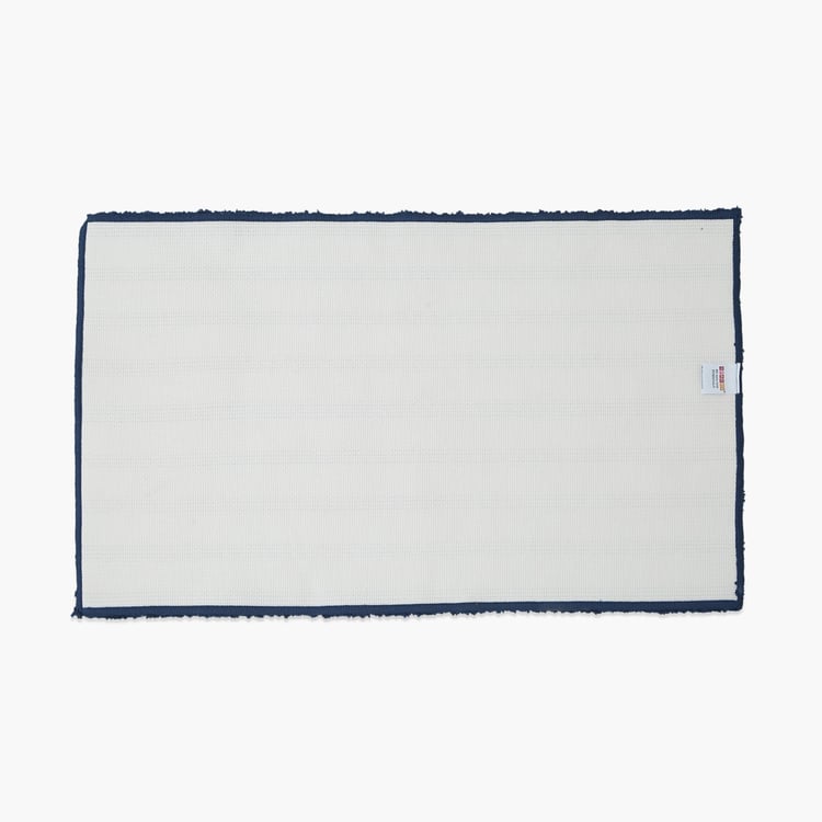 Spaces Large Size Swift Dry Blue Textured Cotton Bath Mat - 50X80Cm