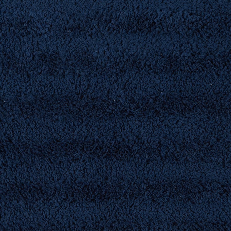 Spaces Large Size Swift Dry Blue Textured Cotton Bath Mat - 50X80Cm