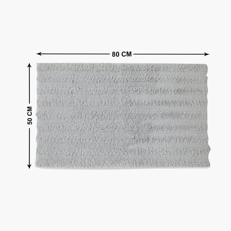 Spaces Large Size Swift Dry Silver Textured Drylon Bath Mat - 50X80Cm