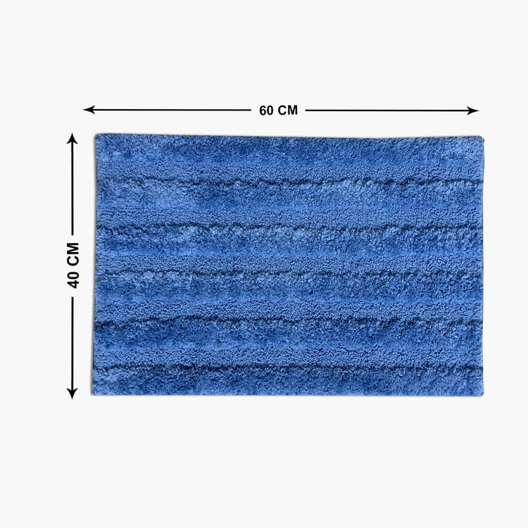 Spaces Small Size Swift Dry Blue Textured Drylon Anti-Skid Bathmat - 40X60Cm