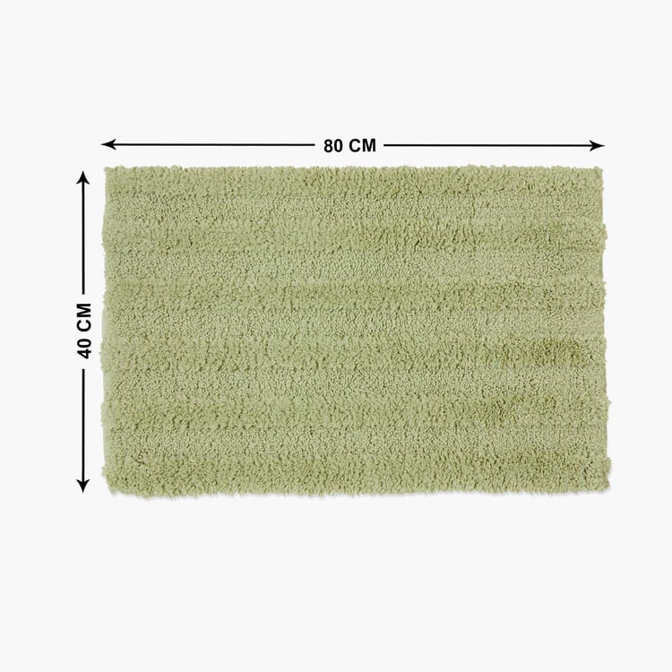Spaces Small Size Swift Dry Green Textured Drylon Bath Mat - 40X60Cm