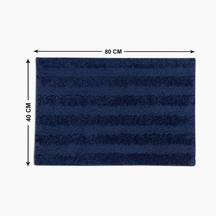 Spaces Small Size Swift Dry Blue Textured Small Bath Mat - 40X80Cm